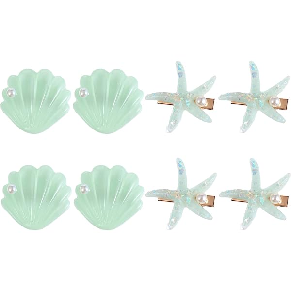 LEEQ Seestern Haarspangen, 6 Stück – Aus Harz, Für Hochzeit, Blumenmädchen & Partys, Größe Ca. 7 X 4 Cm
