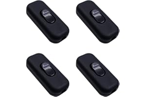 ZHIQIN 4 Piezas Negro Interruptor Torpedo,250V 6 A Interruptor Lampara Botón Interruptor de Cable en Línea,Interruptor Intermedio de Cable de 2 y 3 Núcleos,para Lámpara,Electrodomésticos