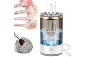 HONGECB Limpiador de brochas de maquillaje eléctrico 3 en 1 - limpia, seca y guarda, secador de brochas, Limpieza Rápida y Profunda para la mayoría de tamaños (Negro)
