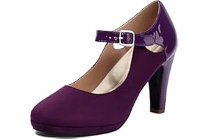 elerhythm Mary Jane Chaussures rétro à talons fermées pour femme - Chaussures Gatsby - En daim - Style chic et vintage