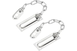 MEMOFYND Lot de 2 serrures de chaîne de porte avec chaîne de porte, serrure de porte intérieure, serrure de chaîne de porte en acier inoxydable, verrou de sécurité pour porte, limiteur de porte intérieure pour