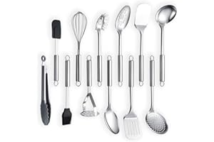 Berglander Utensilio de cocina de acero inoxidable de 12 piezas, cuchara de cocina, utensilios de cocina Utensilio de cocina (12 piezas)