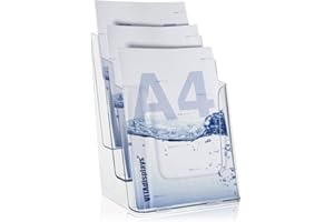 VITAdisplays® NE-240 Présentoir à brochures 3 étages Transparent Format A4