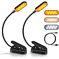 OUILA Rechargeable Clip-on Book Light - 16LEDs, Dimmable, 3 Color & 3 Brightness Modes, 360° Flexible