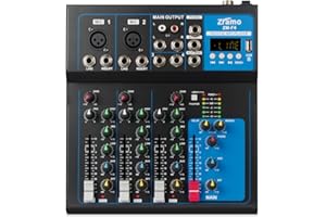 ZRAMO Professional Audio Mixer for keyboard guitar mics with Bluetooth, 4/7/10 Channel Mixing Console with USB Clean Audio Interface,Ideal for Rehearsals,Church and Karaoke live show (ZM-F4)