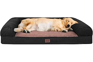MDEHO Orthopedic Memory Foam Dog Bed for Medium, Large and Extra Large Dogs, Bolster Dog Bed Waterproof Dog Beds with Removable Washable Cover Waterproof Lining and Anti-Slip Bottom