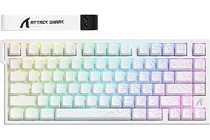 ATTACK SHARK R82 HE Clavier 8000Hz Rapid Trigger, Clavier Gamer Filaire RGB 75% avec Précision RT de 0,005 mm avec Interrupteur Magnétique, Actionnement Réglable, Snap Tap, pour PC/Mac, Contour Blancs
