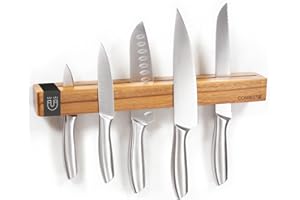 Coninx Portacoltelli Magnetico in Legno di Acacia – 40 cm per Montaggio a Parete con Viti e Tasselli – Barra Magnetica Forte per Coltelli da Cucina – Salvaspazio ed Elegante