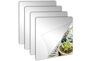 Augshy 4 Espejos Autoadhesivos 20 x 20 cm, Espejo Acrílico Adhesivo, Flexibles Espejos Autoadhesivos Acrílico para Decoración del Hogar, Baño, Dormitorio, Armario, Sala de Estar