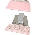 Geekria Compact Keyboard Case, Vegan Leather Travel Case with Phone and Tablet Holder, Keyboard Case Compatible with Logitech K380/Pebble Keys 2 K380s, Magic Keyboard (Pink)