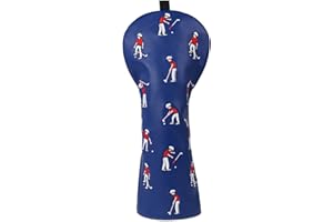 BIG TEETH Golf Club Wood Head covers for Driver/Fairway/Hybrid/(1.F.H) Blue PU Leather Golfers Pattern