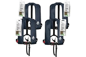 12skipper Lot de 4 : Gilet de Sauvetage Automatique 165N ISO Waistbelt, ble Marine, Inclus 4 Kits de réarmement