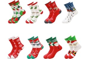 LOVICVKEM calze natalizie,calzini colorati da 8 pezzi, Calze natalizie unisex,calze calde, Caldo in inverno e antiscivolo.