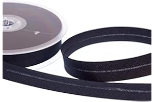 Realm Bias Binding Centre Fold Polycotton 18mm/30mm 5 Metres (Black, 30mm)