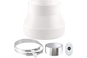 URHRHU ABS Duct Reducer 150mm to 125mm with 2 Stainless Steel Clamps Ventilation Reducer for Air Extractor Ventilation Duct