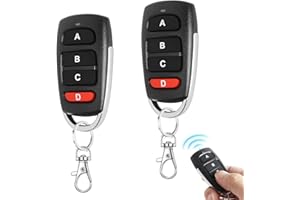 CESHMD 2 Stück Garagentor Fernbedienung, 433 MHz Fernbedienung Klonen 12V, Universeller Garagentor mit Schlüsselanhänger für Autos, Garagentore, Tore, Rollladenschalter