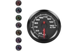 Supmico Universal Car Truck 52mm Pointer Oil Temp Temperautre Gauge Meter Kit Celsius 7 Color LED Light Pointer Indicator Dail Electronic