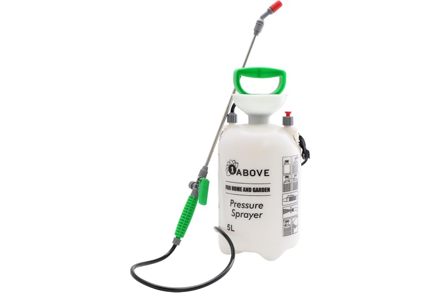 1ABOVE 5 Litre Garden Pressure Sprayer, Weed Killer, Water Pump Sprayer Ideal for Spraying water, Fertiliser, Herbicides, Pesticides, Detergent and Preservatives