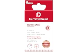 Dermovitamina HerpesCare Cerotti con Acido Ialuronico 0,5% - Herpes Labiale - Invisibili, con Applicatore - Sollievo Rapido da Herpes - Efficacia Fino a 12 Ore - 15 pz