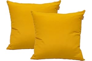 DiseLio 2 Fundas de Cojín Algodón 35 x 35 cm Color Amarillo Huevo, Hecho en España. Cojines Decorativos Color Liso para decoración de la casa (L-C-35x35 Amari Hu)