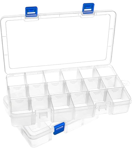 DSM-Verbindungstechnik Sorteerdoos met 15 verstelbare vakken van kunststof, opbergdoos, organizer, assortimentsdoos, 5 stuks, 10753-15-5 stuks