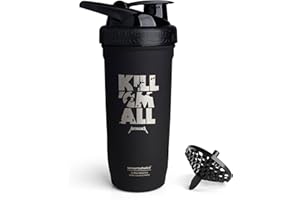 Smartshake Rockband Reforce Protein Shaker Stal nierdzewna 900 ml | 30 uncji - Szczelna zakręcana pokrywka - Bez BPA - Nieizolowana - Unisex Gym Shaker Stal nierdzewna - Metallica, Kill ‘Em All