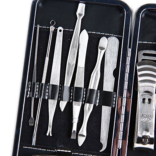 tinxi® 12 tlg. Maniküre Pediküre Set Nagelknipser Nagelschere Maniküreset Nagelzange Nagelfeile Ohrreiniger Pinzette Nagelpflege - 3