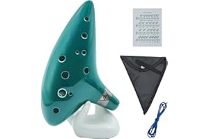 AFUNTA Ocarina en céramique 12 trous Alto Do Instrument de musique avec sangle de cou Boîte cadeau Présentoir en forme de main Sac de protection Noir