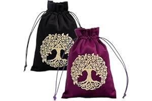 CREATCABIN 2 szt. Torby do tarota, drzewo życia, aksamitna, torba do przechowywania kart tarota, zestaw, runy ze sznurkami, duże opakowanie na kartę tarota, kryształową biżuterię, kostkę, prezent,