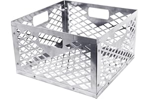 Xzbling Charcoal Basket For Oklahoma Joe, Stainless Steel Charcoal Firebox Basket, Silver Charcoal Box With Handle Compatible With Most Offset Smoker Grills 30 0x20cm