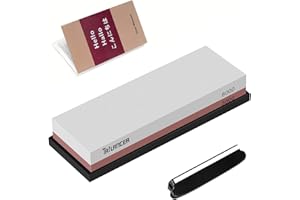 Trilancer Schleifstein Abziehstein 3000/8000, Doppelseitiger Wetzstein, Messerschärfer Wasserstein für Messer, mit Rutschfestem Halter Anleitung Schleifhilfe