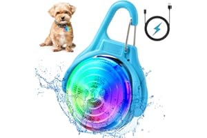 AUAUY 1PCS Perro Noche, USB Collar de Perro Colgante con Luz Led, 4 Modos, IP68 Impermeable, Luz para Correr y Caminar (Azul)
