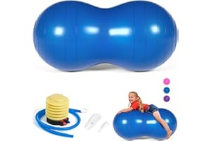 DASKING Peanut Ball, Balle de Massage pour Yoga Pilates Physiothérapie, Anti-Burst Ball d'exercice 90x45cm avec Pompe à Main, Gym Qualité Fitness Ball pour Grossesse, Enfants, Femmes, Hommes