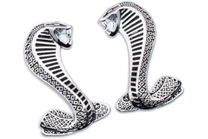 YK ZAOOER Métal 3D Shelby Autocollant Autocollant emblème Insigne Serpent Cobra (à Droite) Liens et pour Le Sport Ford Mustang Ensemble de 2,Black Silver
