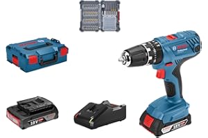 Bosch Professional Sistema 18V Trapano Avvitatore Con Percussione GSB 18V-21, Incl. Batteria 2x2.0 Ah, Set Di Accessori Da 40 Pz., In L-BOXX 136, Amazon Exclusive Set