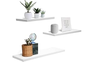 Gio Arreda set di 3 Mensole da Parete Galleggianti, Mensola da Muro a Scomparsa, Scaffali in Legno MDF, per Cucina, Bagno, Soggiorno (bianca)