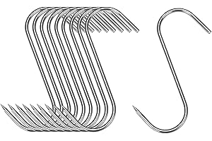 zoerbufan Gancho Carnicero 10 Piezas,Ganchos de Carne con Punta Afilada 10cm,Inoxidable Ganchos para Colgar Carne Jamon Embutidos Tocino Barbacoa BBQ