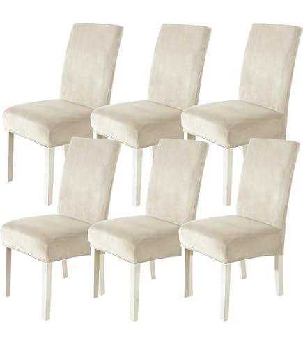 CMAKER Set van 4 stoelhoezen voor eetkamerstoelen, stretch, fluweel, elastaan, elastisch, wasbaar, maat XL, camel