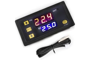 VISSQH 1 Pièces Thermostat numérique 12V 20A, W3230 Contrôleur de Température, contrôleur de température numérique DC, avec sonde de capteur NTC 10K