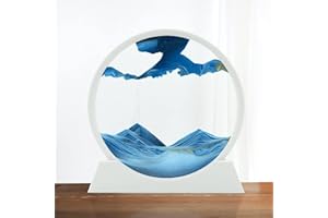 LINPING Pintura de arena fluida, imagen de arte de arena en movimiento, cristal redondo, paisaje de arena 3D de mar profundo en pantalla móvil, marco de arena, decoración de escritorio para el hogar y