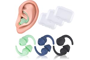 NOHLERLIFE 3 pary zatyczek do uszu do pływania, wielokrotnego użytku, miękkie, silikonowe, redukujące hałas, do spania, nauki, samolotu, wodoodporne zatyczki do uszu do pływania, pływania i innych sportów