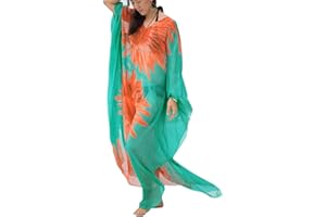 Bsubseach Femme Caftan Robe de Plage Beachwear Turc Kaftan Tunique Bohème Maxi Longue Fluide Eté