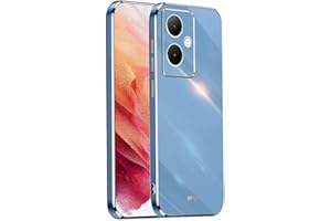 WBWONE Funda para Vivo V29 Lite 5G, Frontera de Oro Carcasa Protectora Antigolpes Suave TPU Silicona Caso Anti-Choques Resistente a los Arañazos - Azul