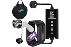 ZIEX EV Charger Cable Type 2 to 3 Pin Plug 5M, 8/10/13A Adjustable Current, Max. 3kW Electric Car Charger with Large LED Display, with a Carry Bag