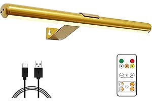 Arixinks 40cm Drahtlose Bilderleuchte LED, Bilderlampe mit Fernbedienung, Wiederaufladbare Dart beleuchtung Kabellos Malleuchte zum Malen von Bildern,Gold