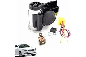 YIYIDA Bocina de aire para coche135 dB car horn doble tono caracol sirena bomba eléctrica de caracol, aluminio cromado con compresor para cualquier vehículo de 12 V camión barco motocicleta SUV