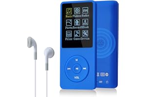 COVVY 8GB Reproductores de música portátiles mp3 de, Soporte para Tarjetas de Memoria SD de hasta 64 GB, Calidad de Sonido sin pérdida, Soporte para música/Video/Radio/grabación(8G,Azul)