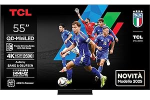 TCL 55C7K QD-Mini Téléviseur LED 55" 4K HDR Premium Dolby Vision IQ & Atmos, Bang & Olufsen Sound, Smart TV avec Google TV, 144 Hz, HDMI 2.1, AMD FreeSync Premium Pro, AirPlay 2, Google Assistant