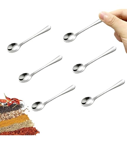 8 Stück Gewürzlöffel Aus Edelstahl – 4x 9 Cm & 4x 7,5 Cm, 304 Edelstahl, Für Salz, Zucker, Gewürze