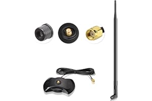 Eightwood Antenne WiFi 2.4G / 5.8G RP-SMA Antenne WLAN Inclinable et Roulante 12dBi avec Base Magnétique pour Carte WiFi Cartes PCI Routeur WiFi sans Fil Bluetooth ZigBee